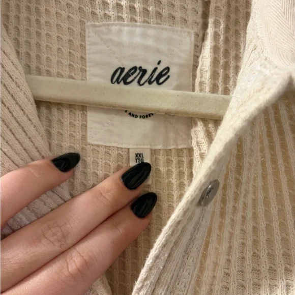 Aerie Women's Cream Button Down Shirt - Picture 3 of 4